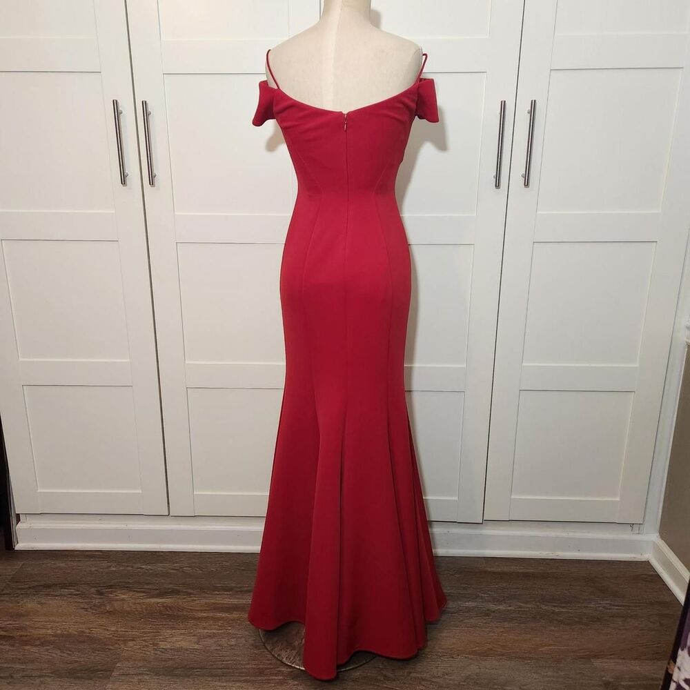 Morgan & Co Women's Red Maxi Formal Trumpet Dress Size 1 - Picture 2 of 8